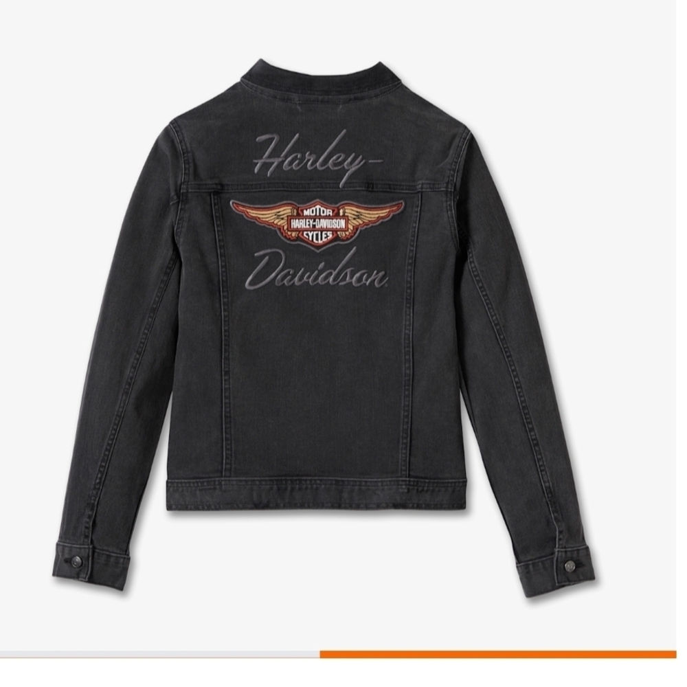 Women's Silver Wing Stretch Denim Jacket - Black Denim
